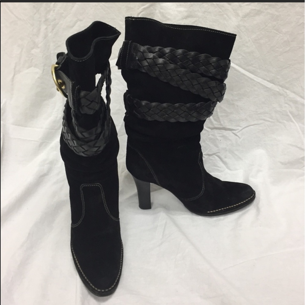 Coach Randie Black Suede/Leather Boots Size 6.5 - Picture 4 of 5